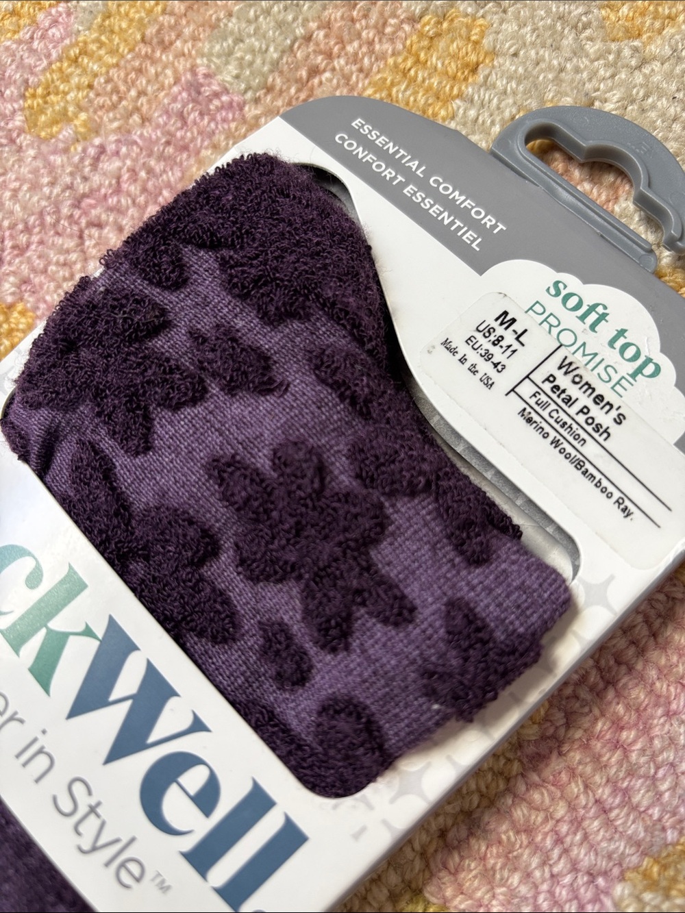 SockWell Essential Comfort Petal Posh BlackBerry Socks NWT women’s size M-L - Picture 3 of 8